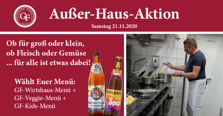 Außer Haus Verkauf am Samstag den 21.11.2020 Wirtshaus